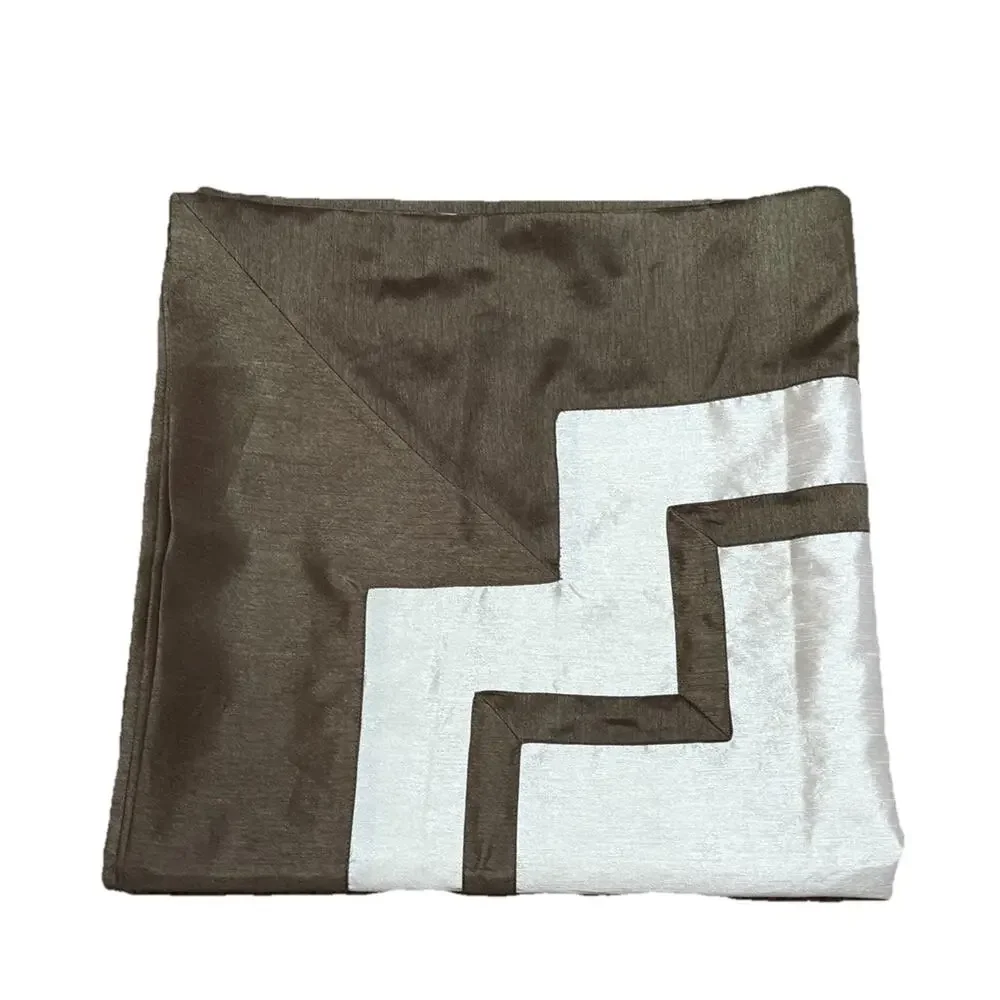 Hotel Collection Faux Silk Luxury Shower Curtain 72x72 Brown Beige Bordered Trim